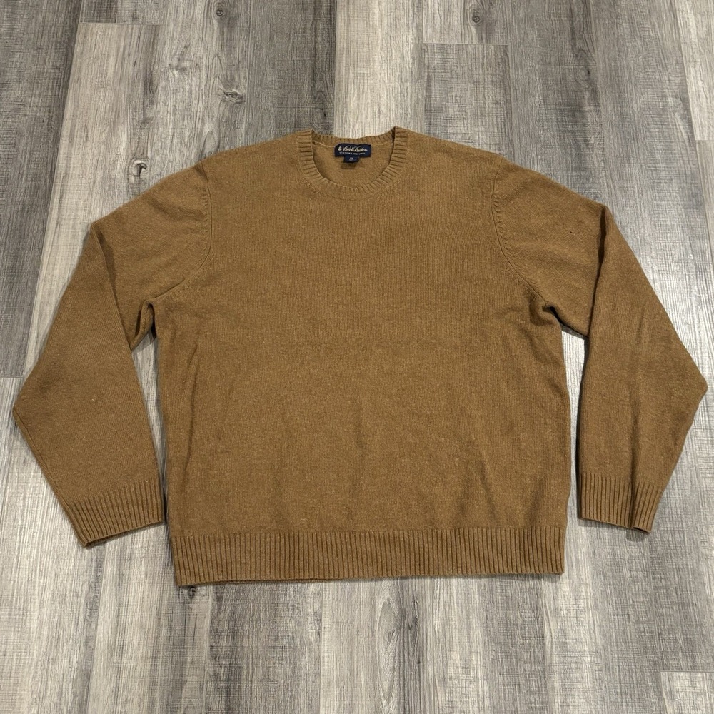 VTG Brooks Brothers  Scottish Lambswool Sweater Men's Sz XL "Camel Hair Brown"